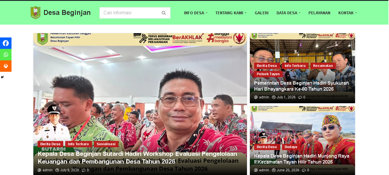 Pengembangan Website Resmi Pemerintah Desa Beginjan, Kecamatan Tayan Hilir